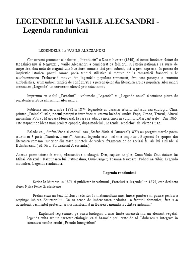 Legenda Randunicai | PDF