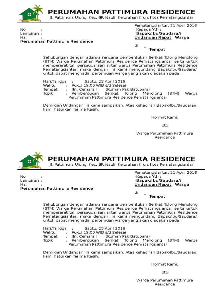 71+ Contoh Undangan Rapat Warga Gratis