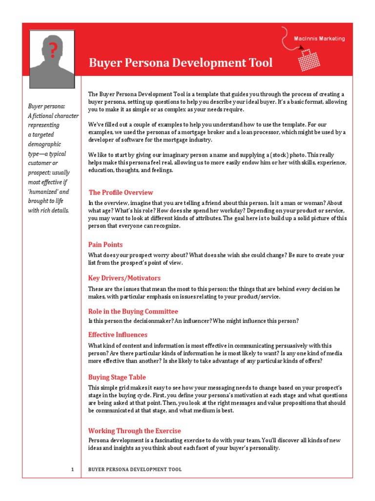 Buyer Persona Tool for Influencers | PDF | Mortgage Broker | Mortgage Loan