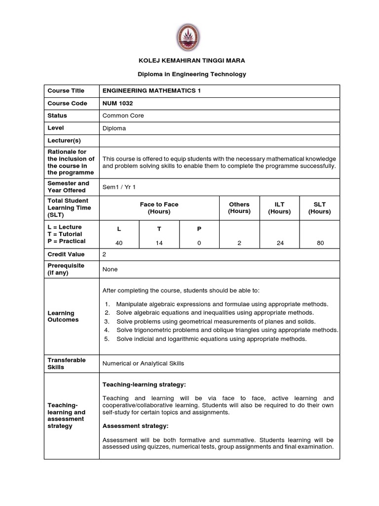 Engineering Math for Diploma Students | PDF | Trigonometry | Equations