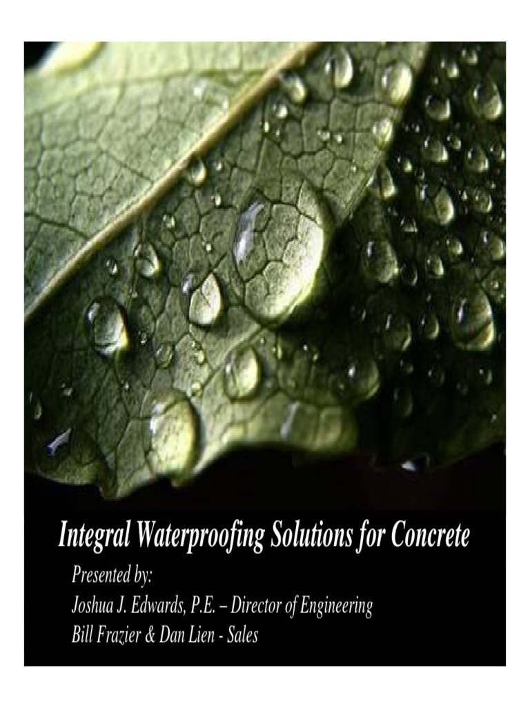 Integral Waterproofing Solutions Explained | PDF | Concrete | Waste