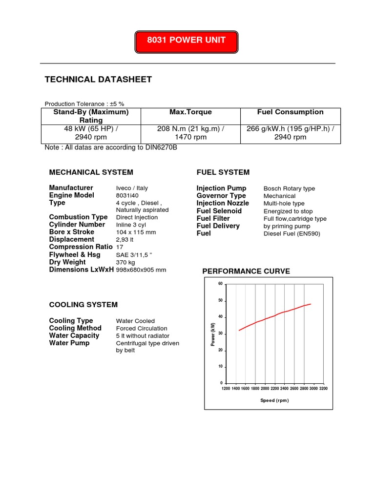 Iveco 8031 Spec Sheet | PDF