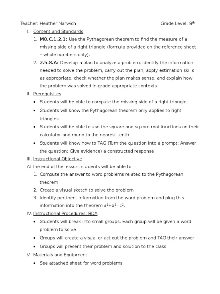 Pythagorean Theorem Word Problems for 8th Grade | PDF | Stairs ...