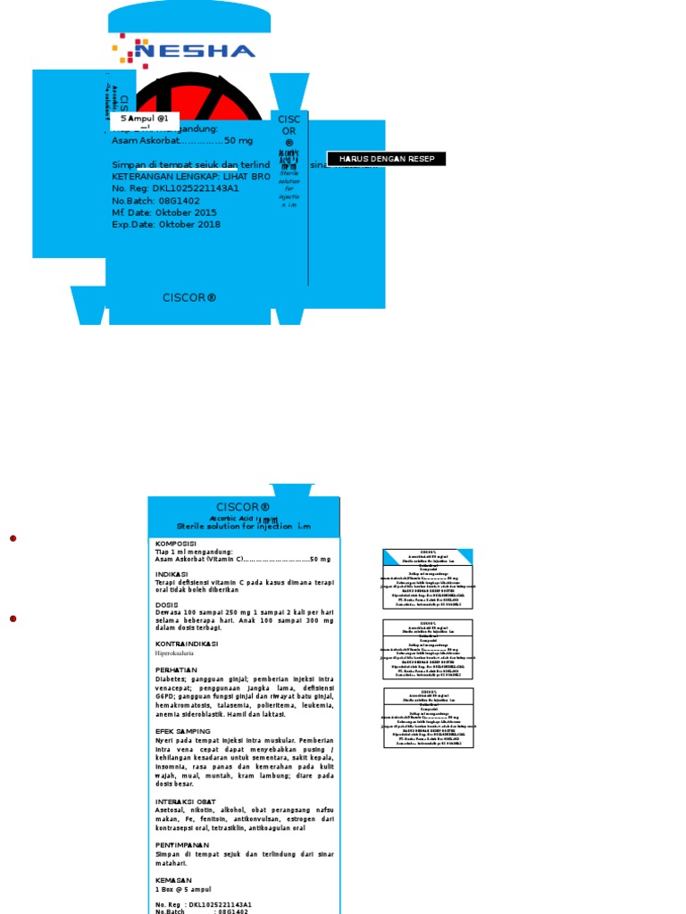 CISCOR®: Asam Askorbat 50 mg/ml Injeksi | PDF | Sains & Matematika