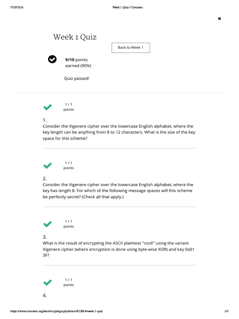 Coursera Cryptography Uiversity Of Maryland Quiz Week 7 Final Exam