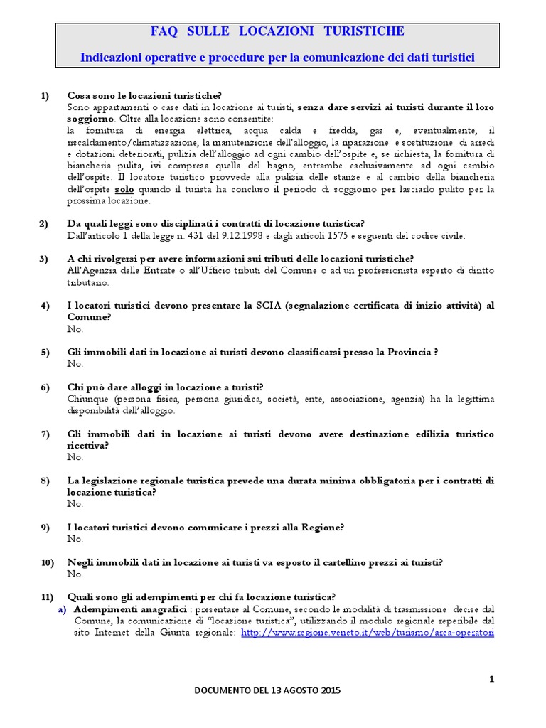 Faq Locazioni Turistiche Duex