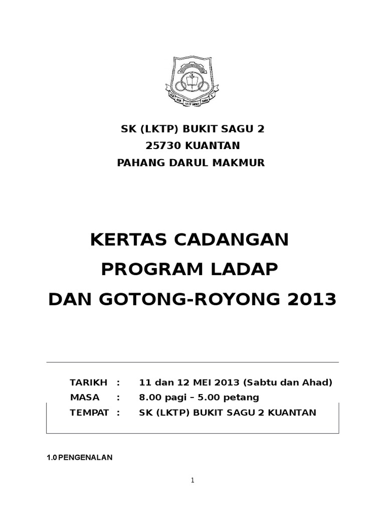 contoh kertas kerja gotong royong