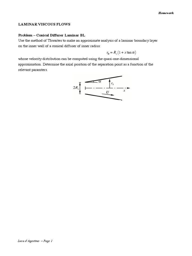 Conical Diffuser Laminar Flow Analysis | PDF