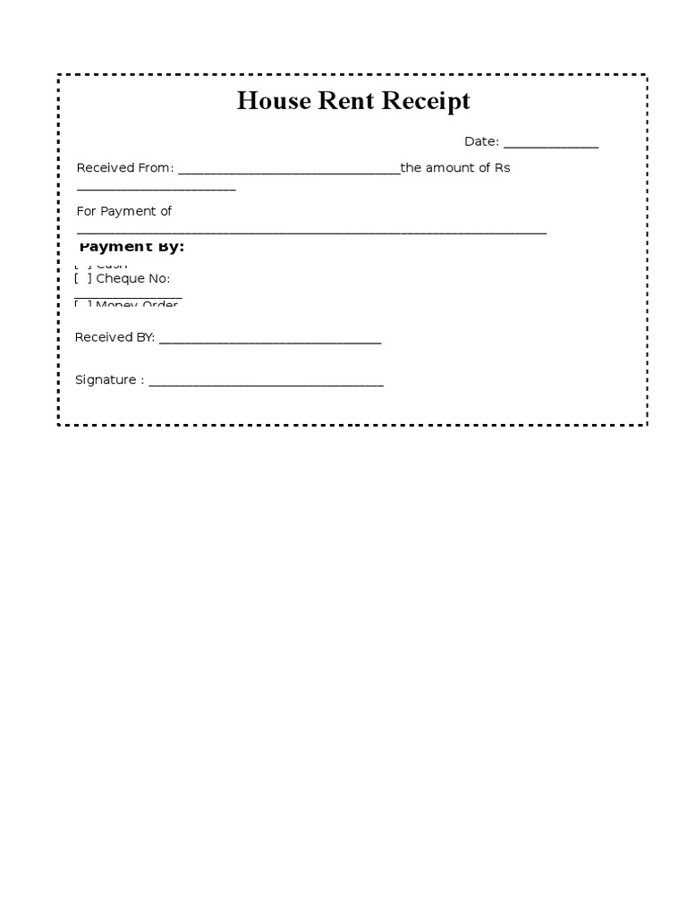 House Rent Receipt Template PDF