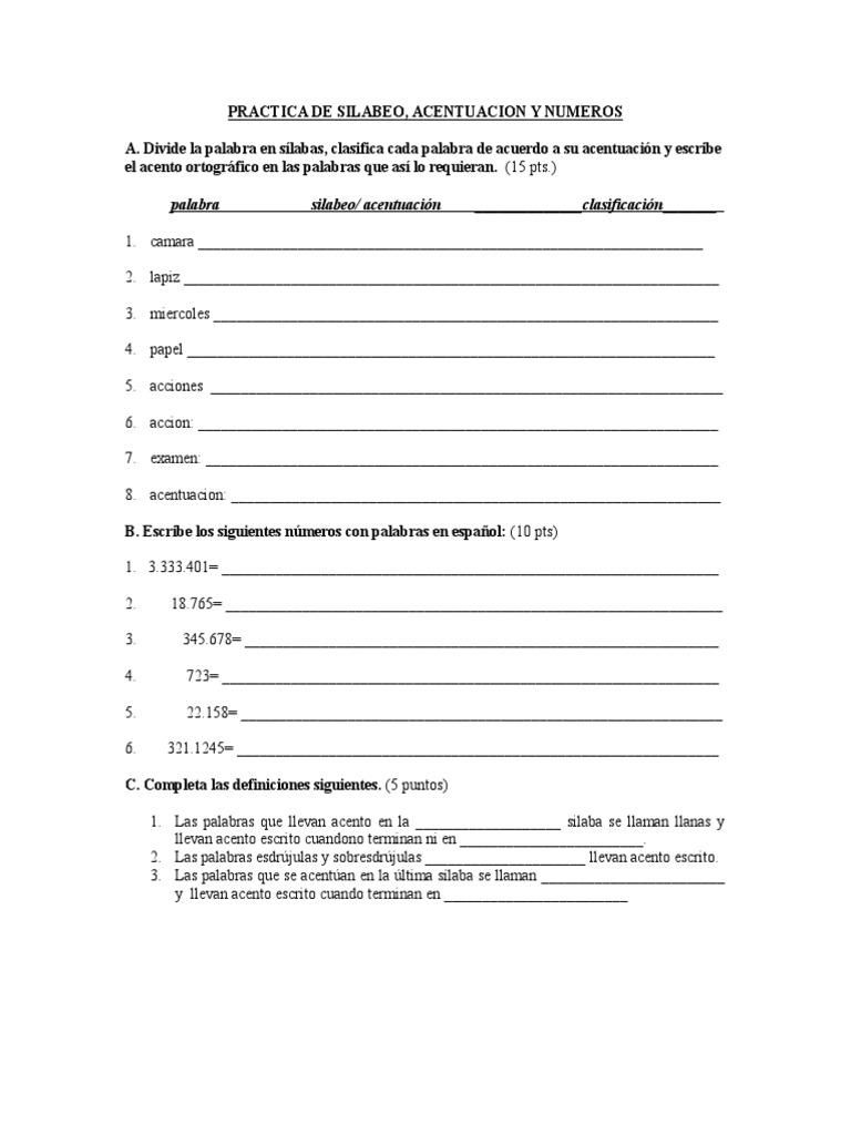Silabeo y Acentuación en Español | PDF | Artes del Lenguaje y ...