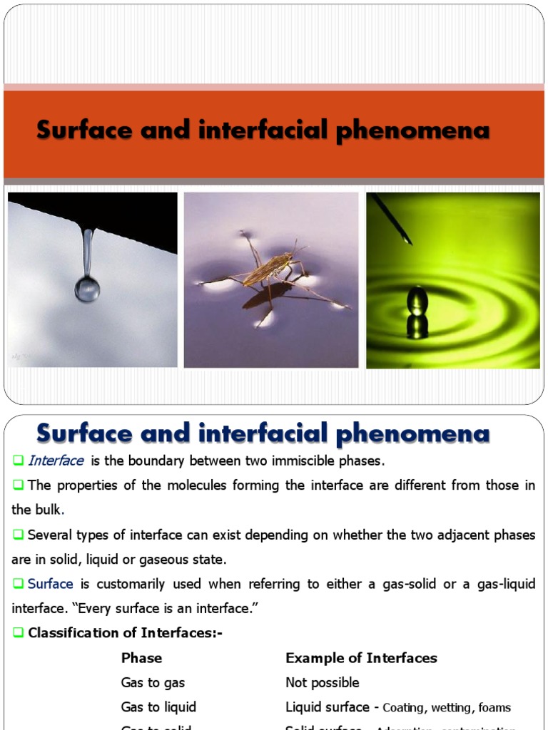Lecture 3 Surface and Interfacial Phenomena Surfactant Surface