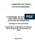 Directiva Nº 001-2016-FI-D Inspección y Verificación de Avance - Elab. Borrador Tesis (II TITES 2016)