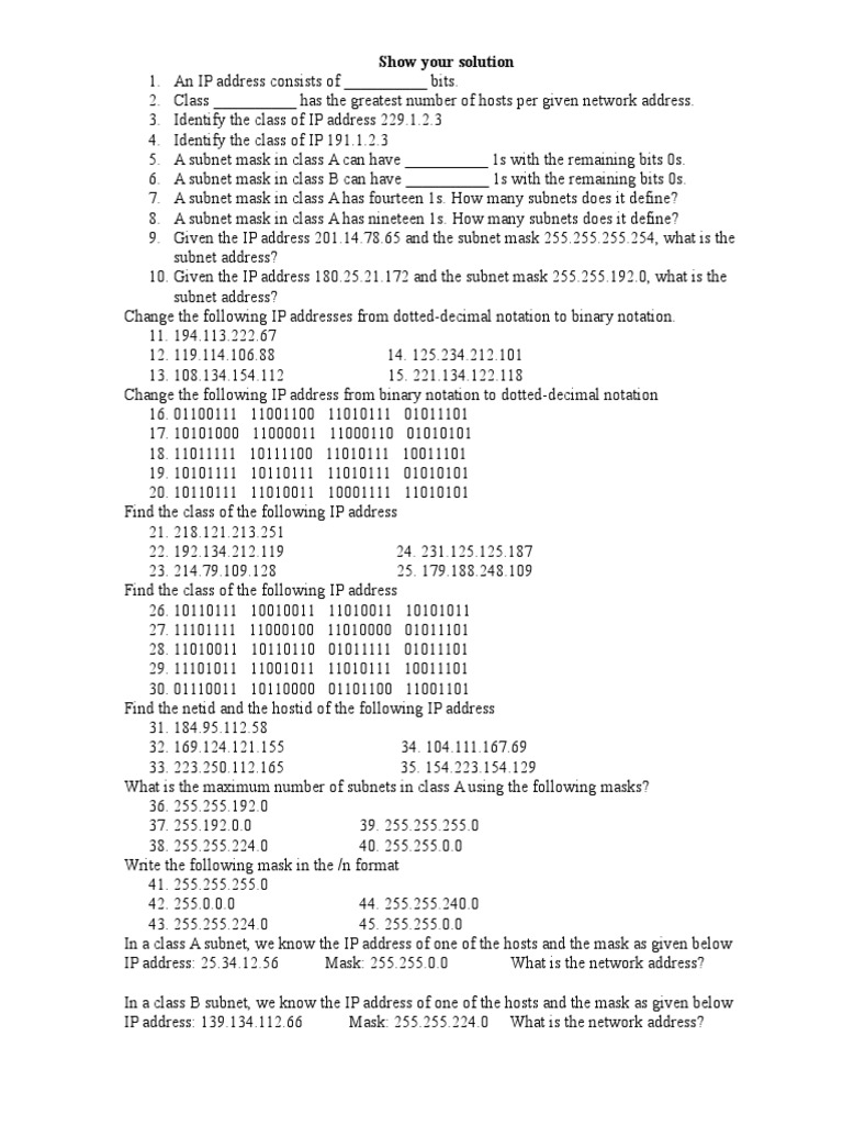 Data Comms Q IP Addressing | PDF | Computers