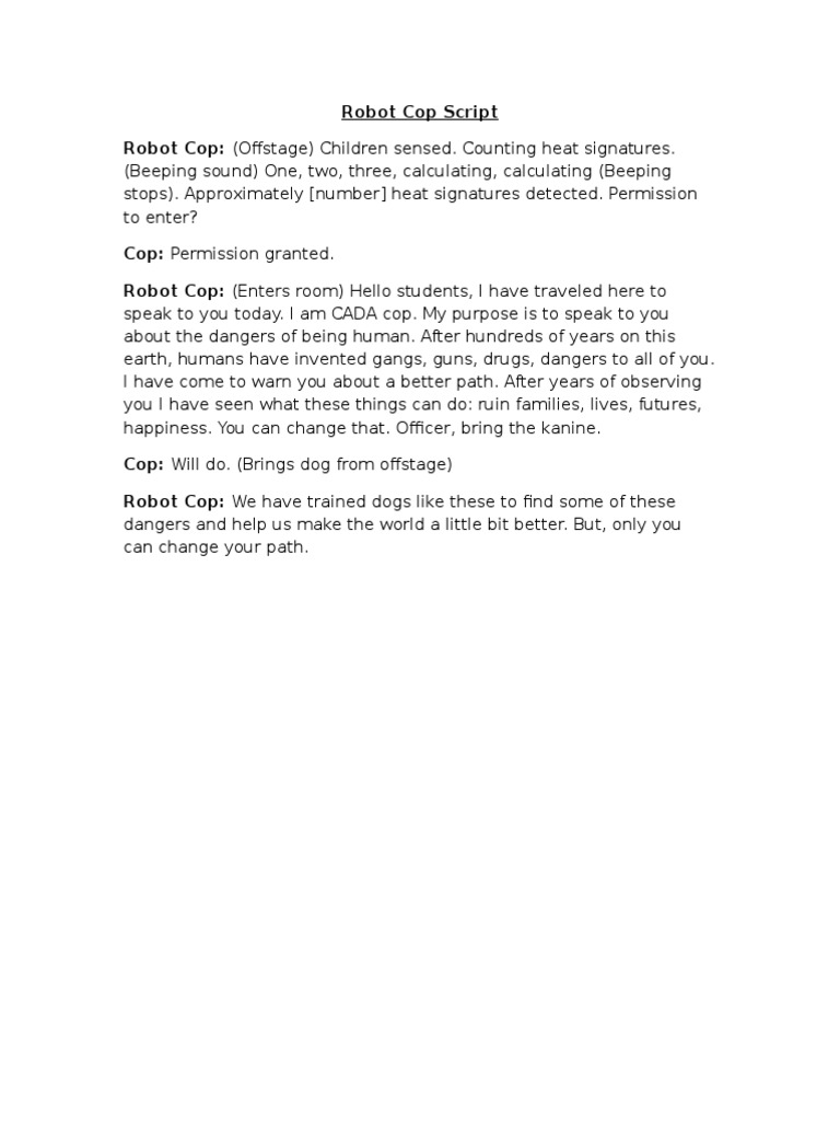 Robot Cop Script | PDF