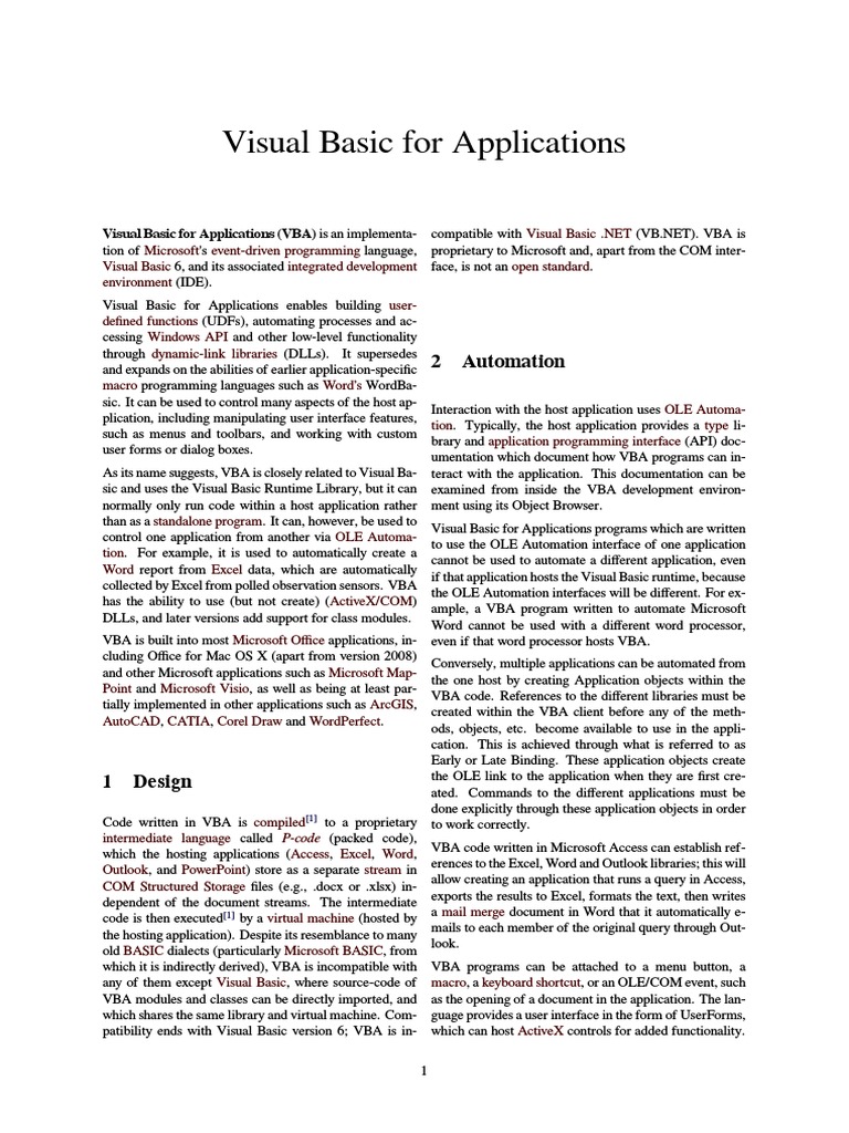 Visual Basic For Applications | PDF | Visual Basic For Applications ...