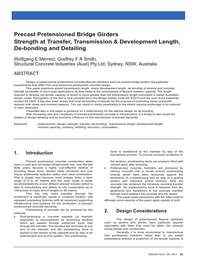 Design of Precast Bridge Girders | PDF | Prestressed Concrete | Manmade ...