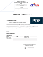 Medical Certificate: Department of Education