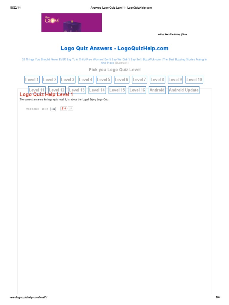 Logo Quiz Level 1 Answers | PDF | Quiz Games | Games Of Mental Skill