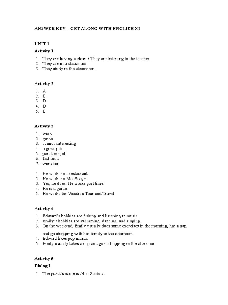 Grade 11 English Unit 1 Answer Key | PDF | Language Arts & Discipline | Foreign Language Studies