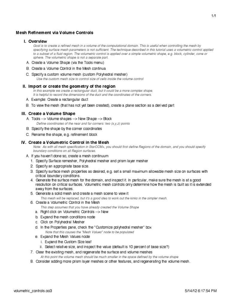 Mesh Refinement Via Volume Controls I. Overview | PDF | Volume | Shape