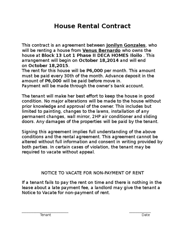 House Rental Agreement Details | PDF | Finance & Money Management | Law