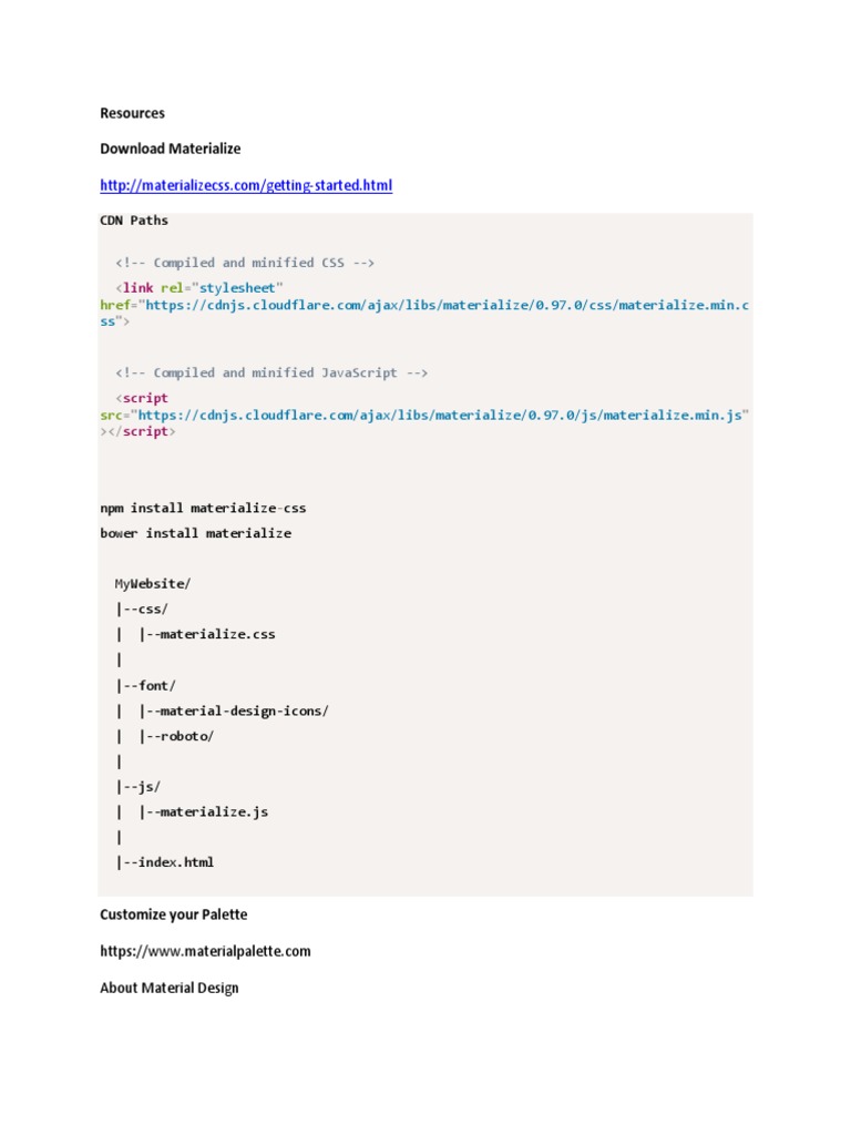 Materialize CSS Resources and Tools | PDF