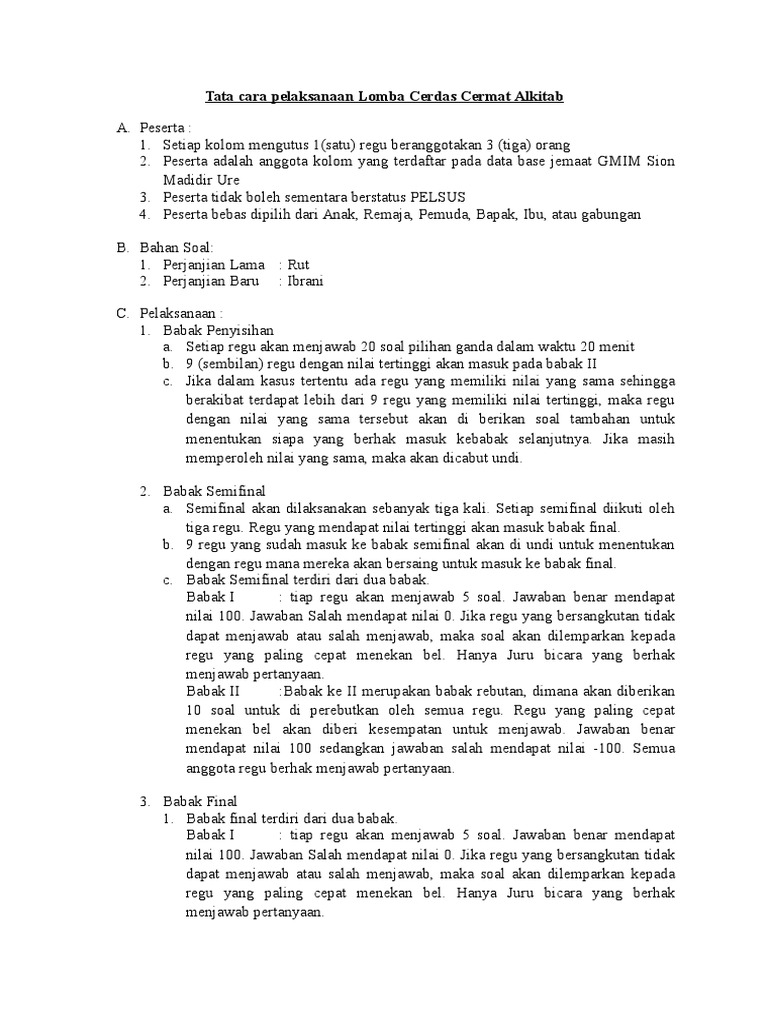 Soal Cerdas Cermat Alkitab Download Guru Paud