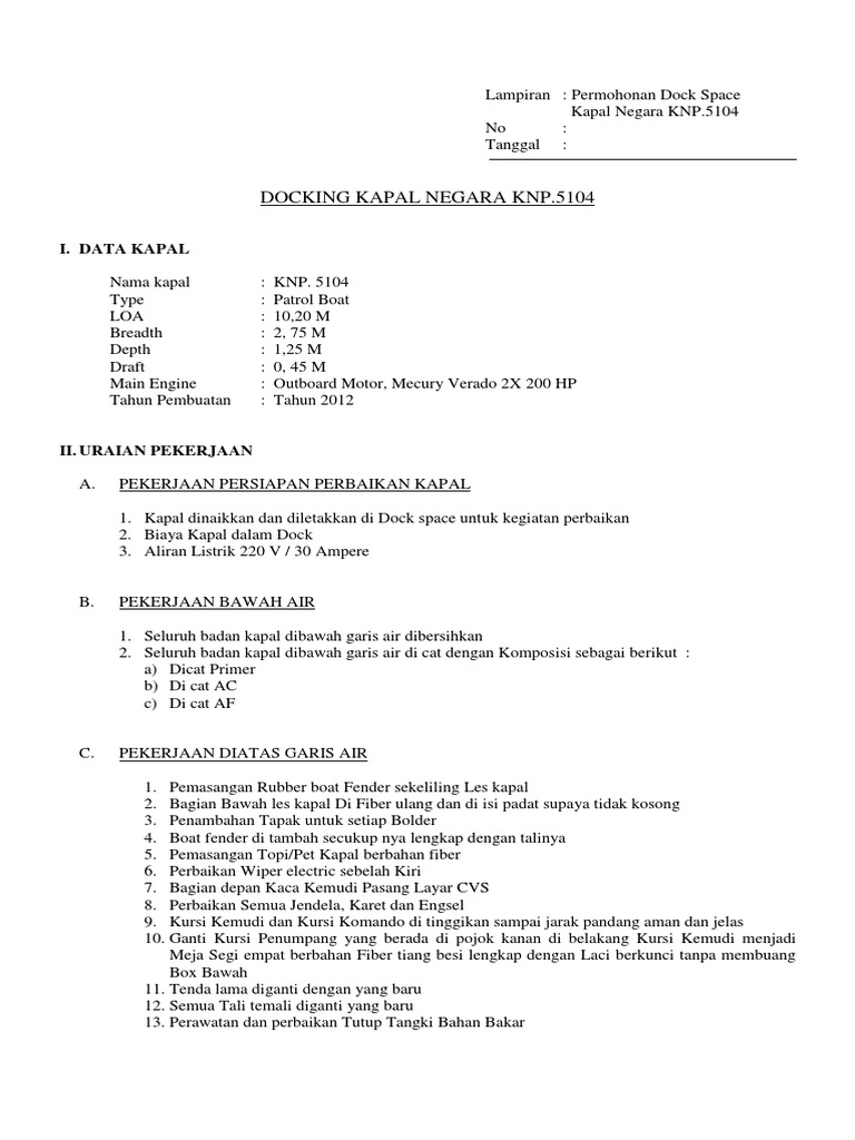 Permohonan Dock Kapal Lampiran Pdf