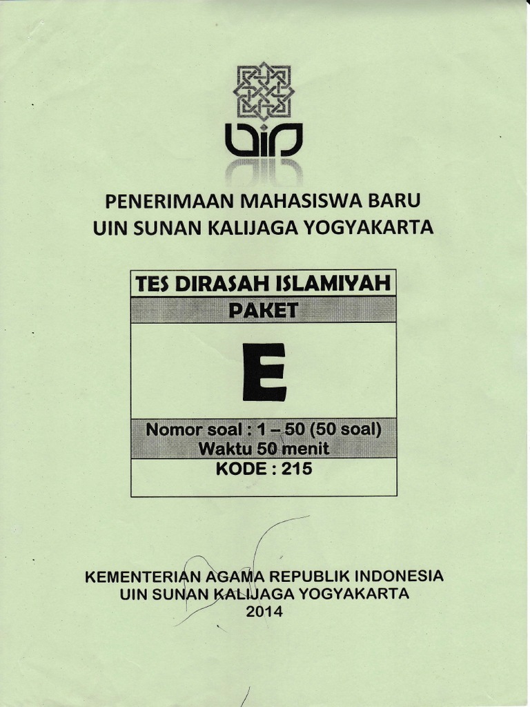 Uin Sunan Kalijaga Tes Dirasah Islamiyah 2014