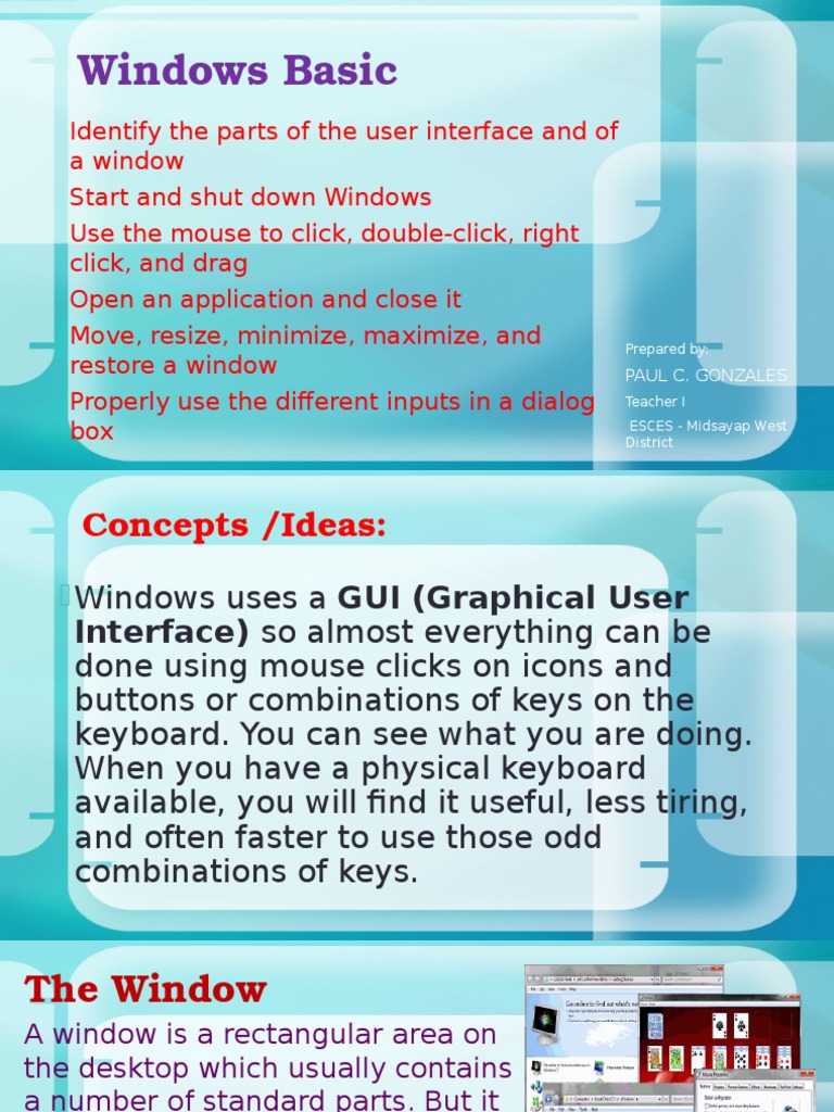 89Identify the Parts of a Window Desktop and Common Desktop Icons