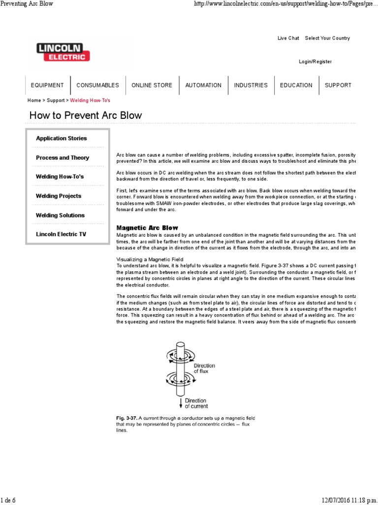 Preventing Arc Blow PDF PDF Electric Arc Welding