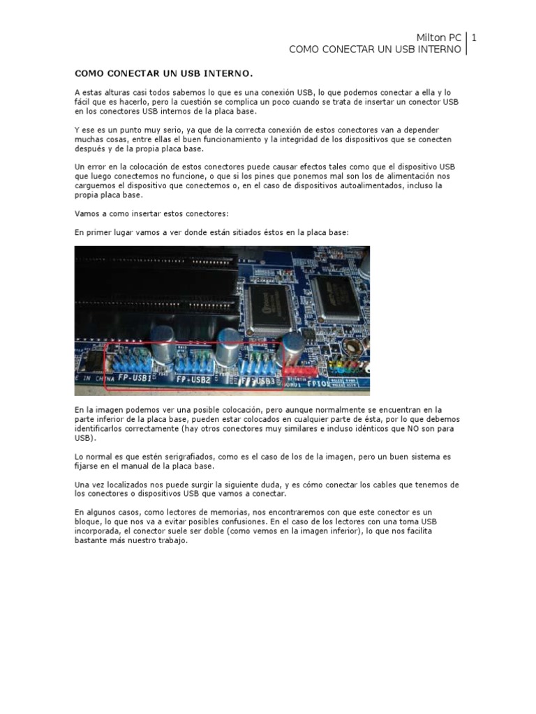 Como Conectar Un Usb Interno | PDF | USB | Conector eléctrico