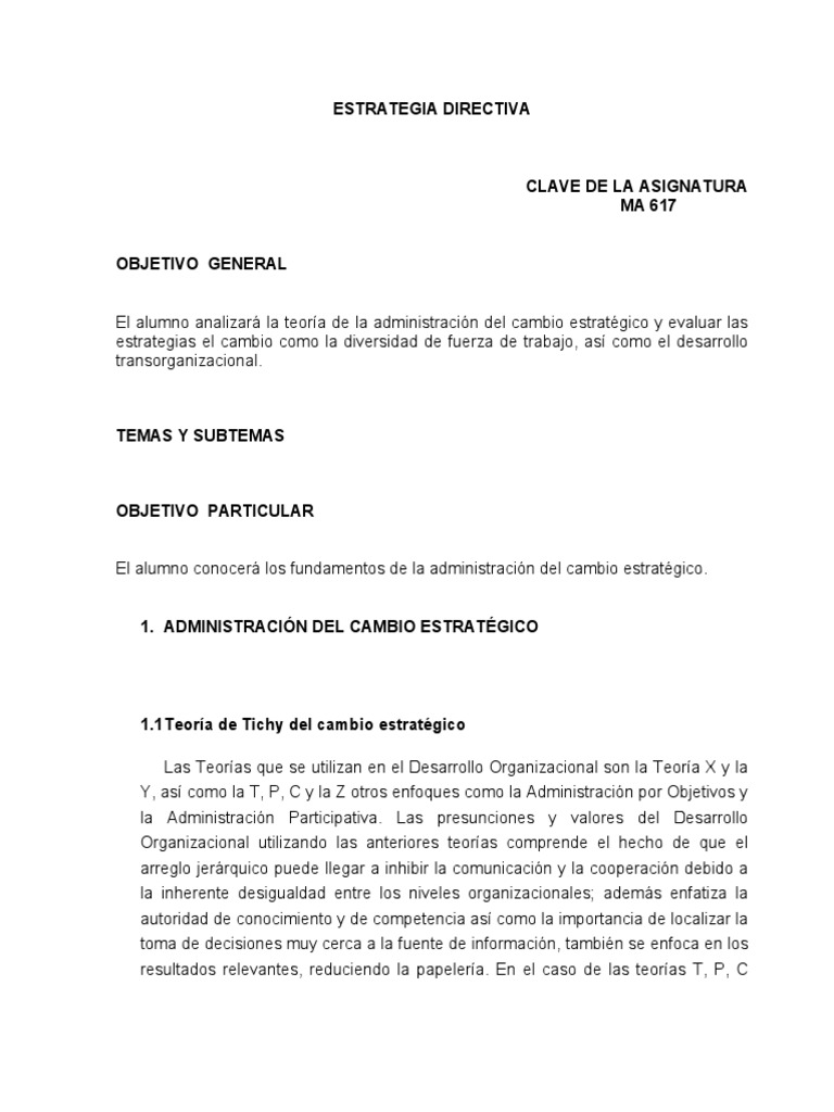Administración Del Cambio Estratégico Desarrollo