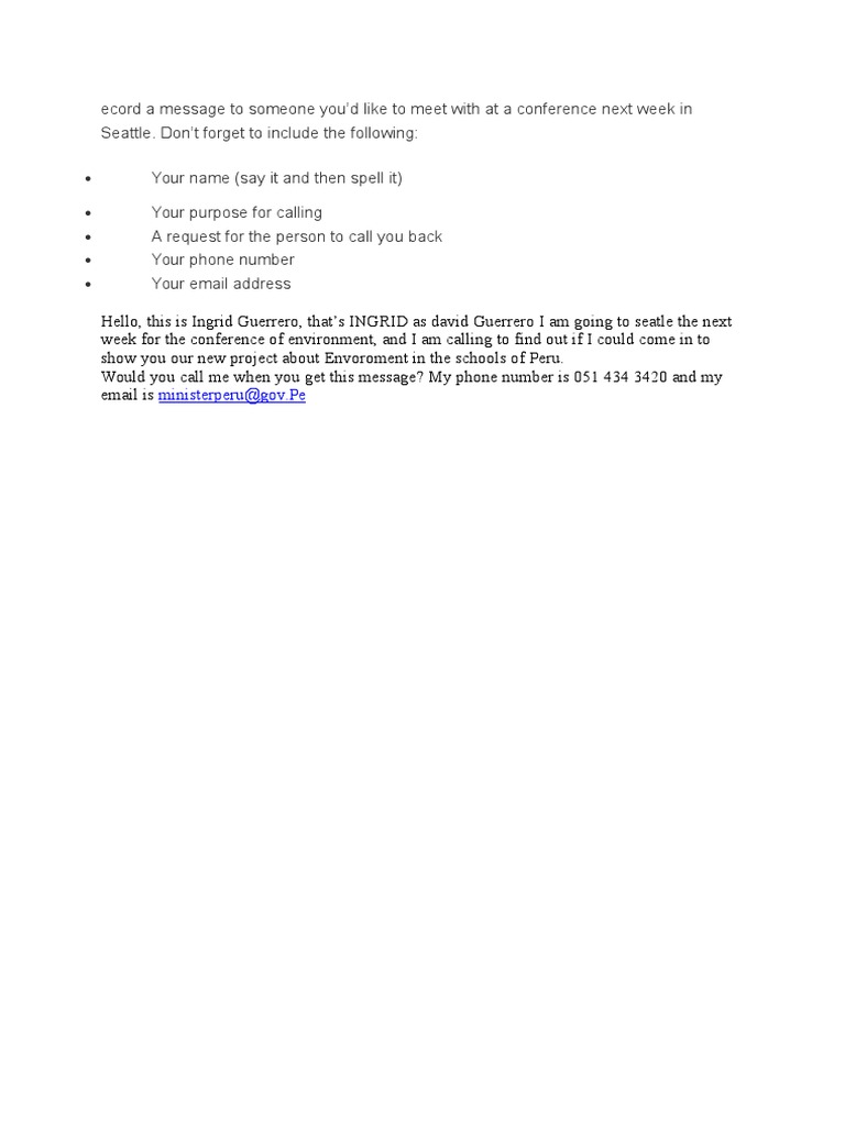 Conference Message Template for Networking | PDF