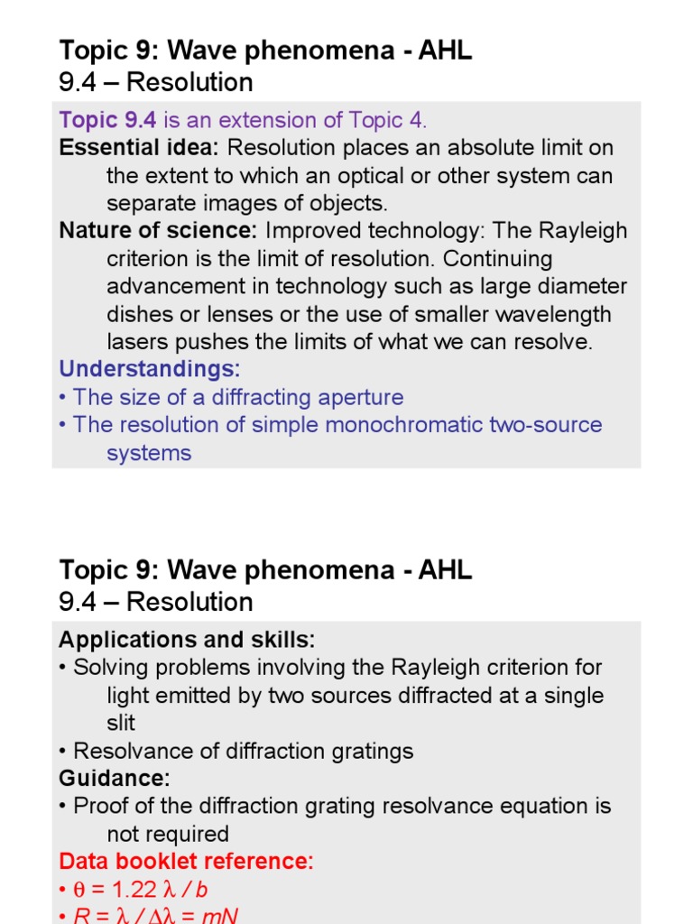 Rayleigh Criterion and Resolution Limits | PDF | Angular Resolution ...