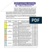 COMUNICADO DE NOMINACIÓN DE LOS COMITÉS ELECTORALES REGIONALES DEL CPPe