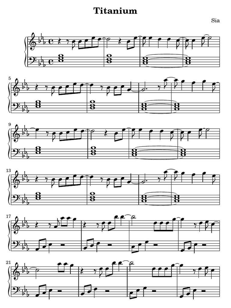 Titanium Easy Piano PDF