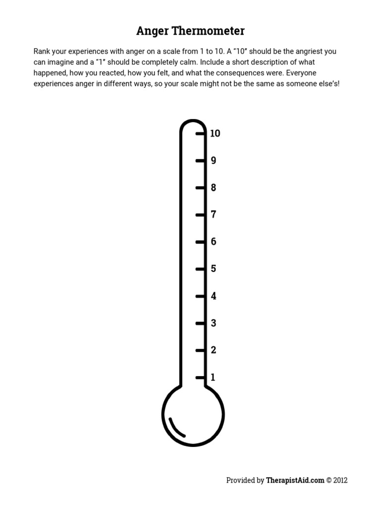 Anger Thermometer PDF | PDF for Free Printable Anxiety Thermometer Pdf