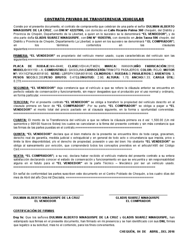 Modelo De Contrato De Traspaso De Negocio Caricatura 20
