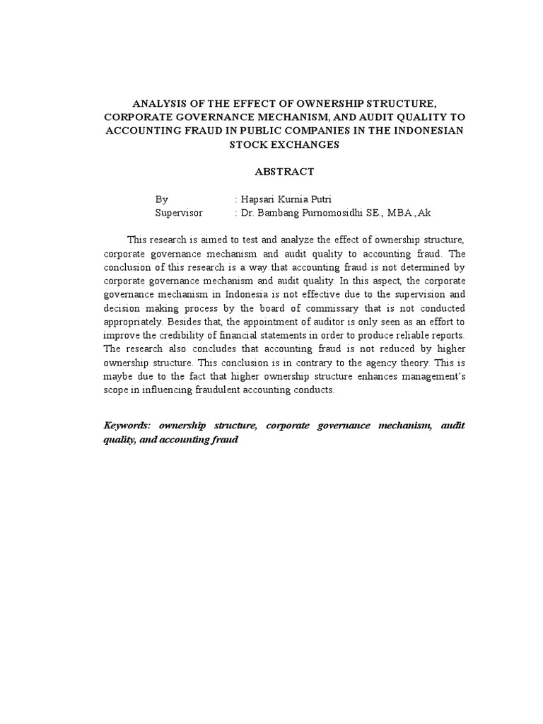 Abstract in English Final | PDF | Corporate Governance | Accounting