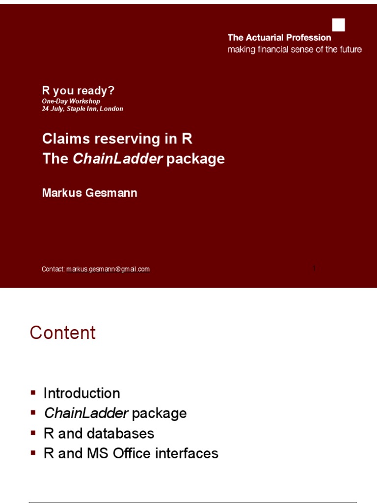 ChainLadder Markus 20090724 | PDF | Microsoft Excel | Coefficient Of ...