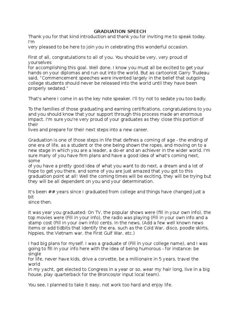 Graduation Speech PDF
