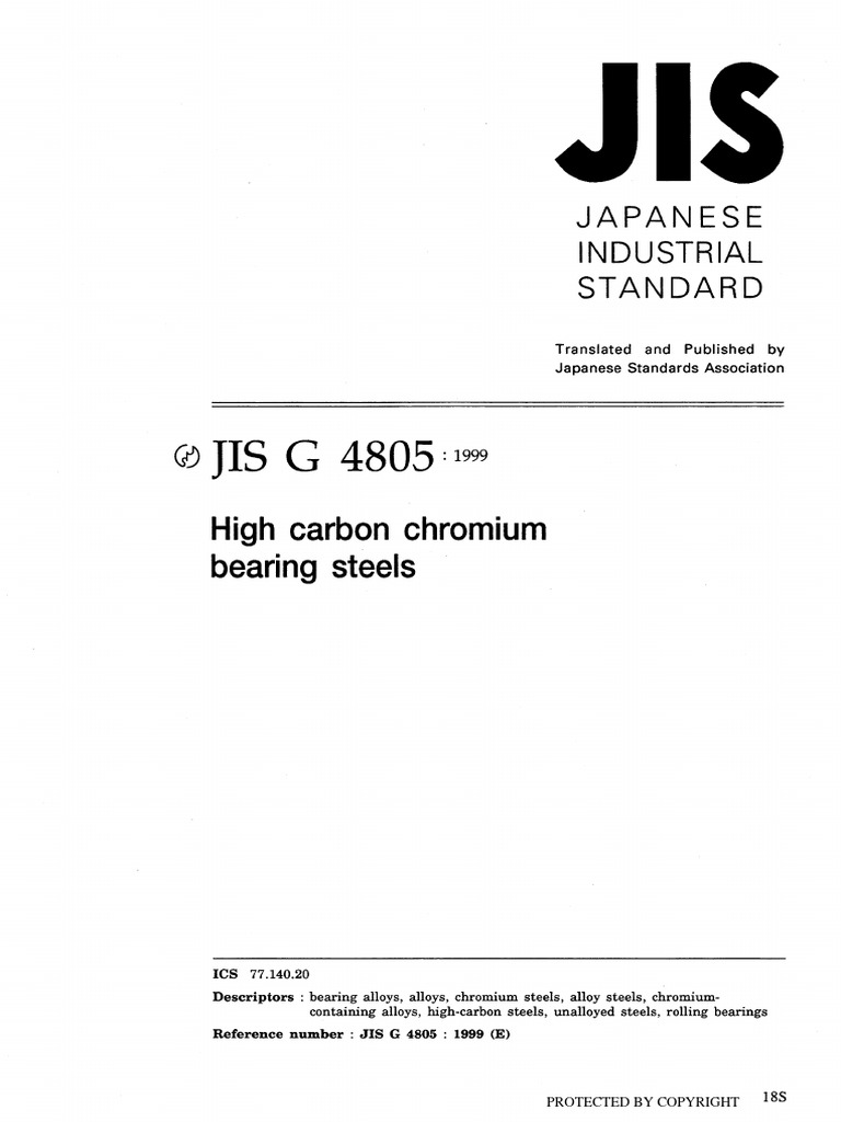 JIS G4805:1999 High Carbon Chromium Bearing Steels | PDF
