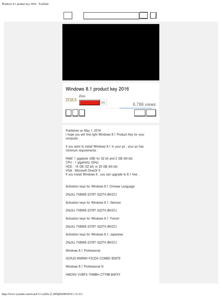 Windows 8.1 Product Key 2016 YouTube PDF Windows 8.1 Windows 8