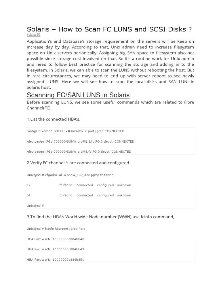 How To Scan FC LUNS and SCSI Disks PDF Data Computer Engineering
