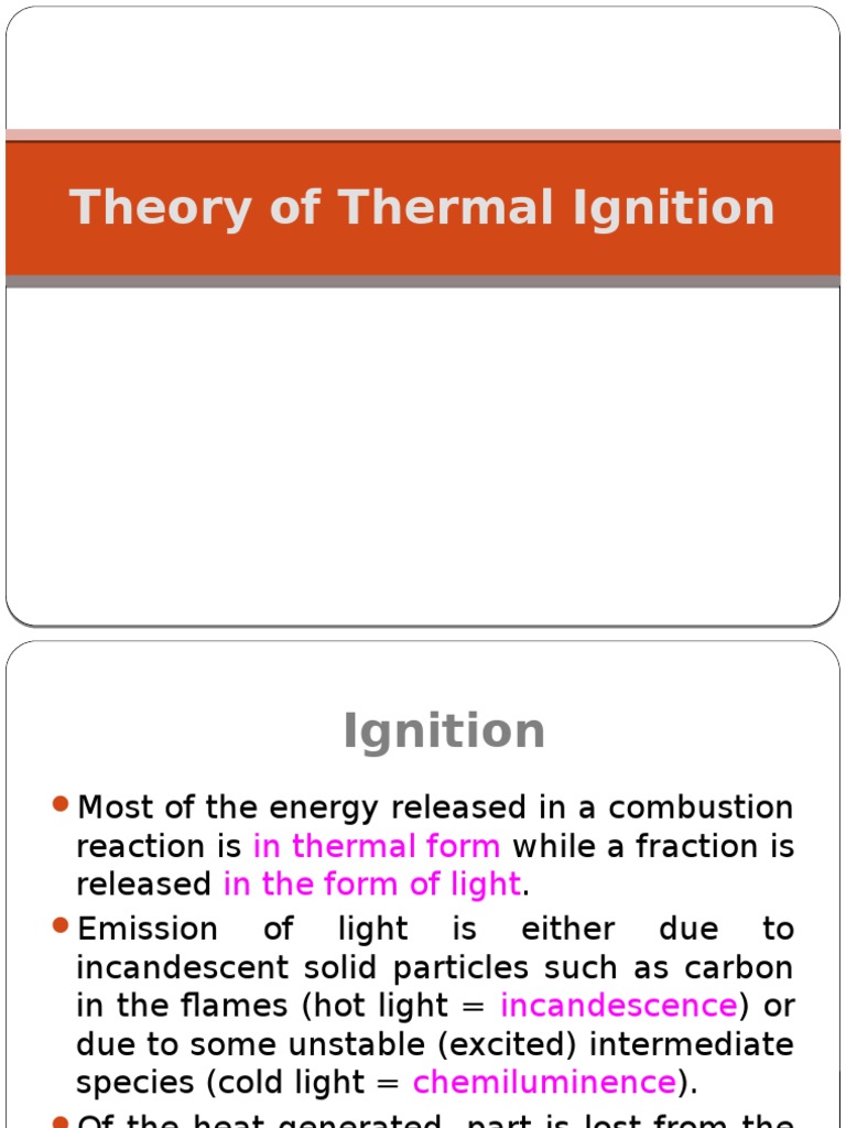 5. Theory of Thermal Ignition Combustion Explosion