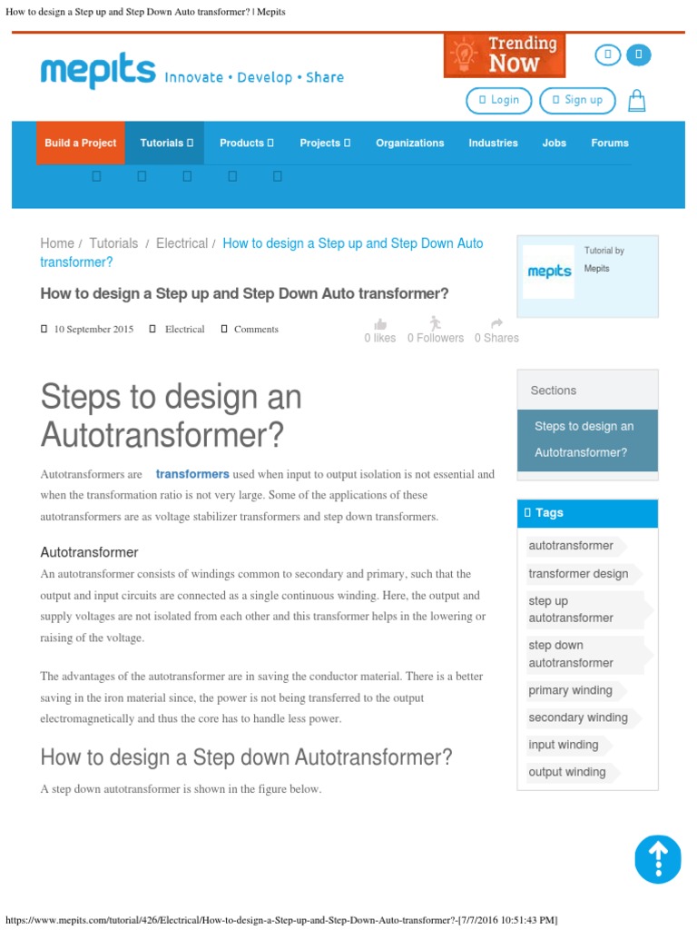 How To Design A Step Up and Step Down Auto Transformer - Mepits | PDF ...