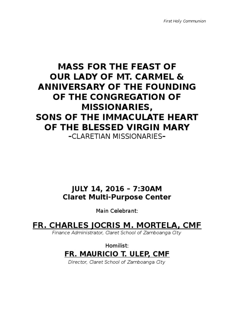 First Communion Script | PDF | Eucharist | Lord's Prayer