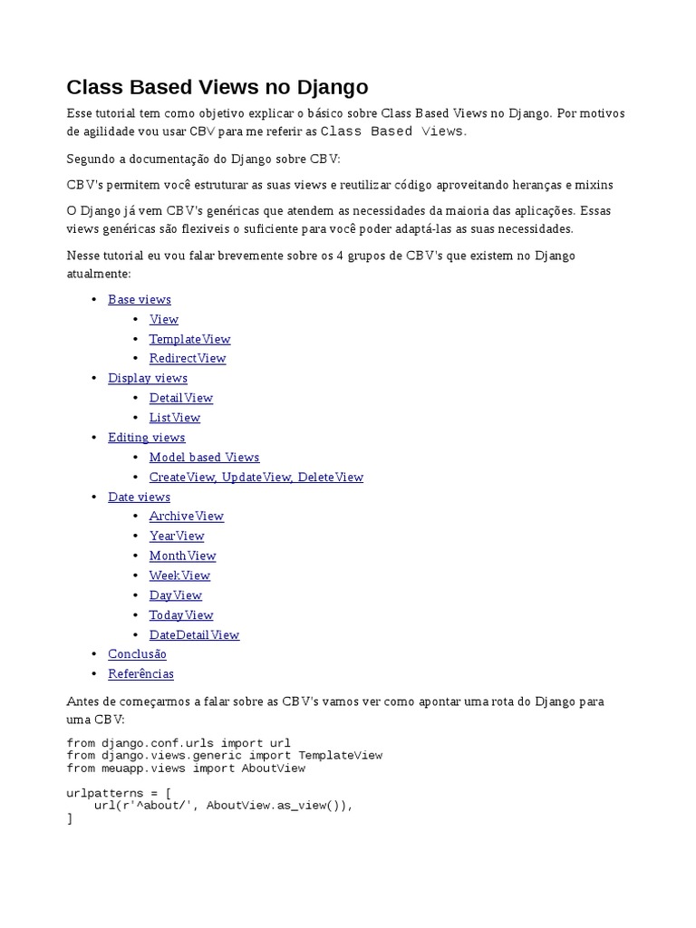 Django CBV | Download grátis PDF | Python (linguagem de programação ...