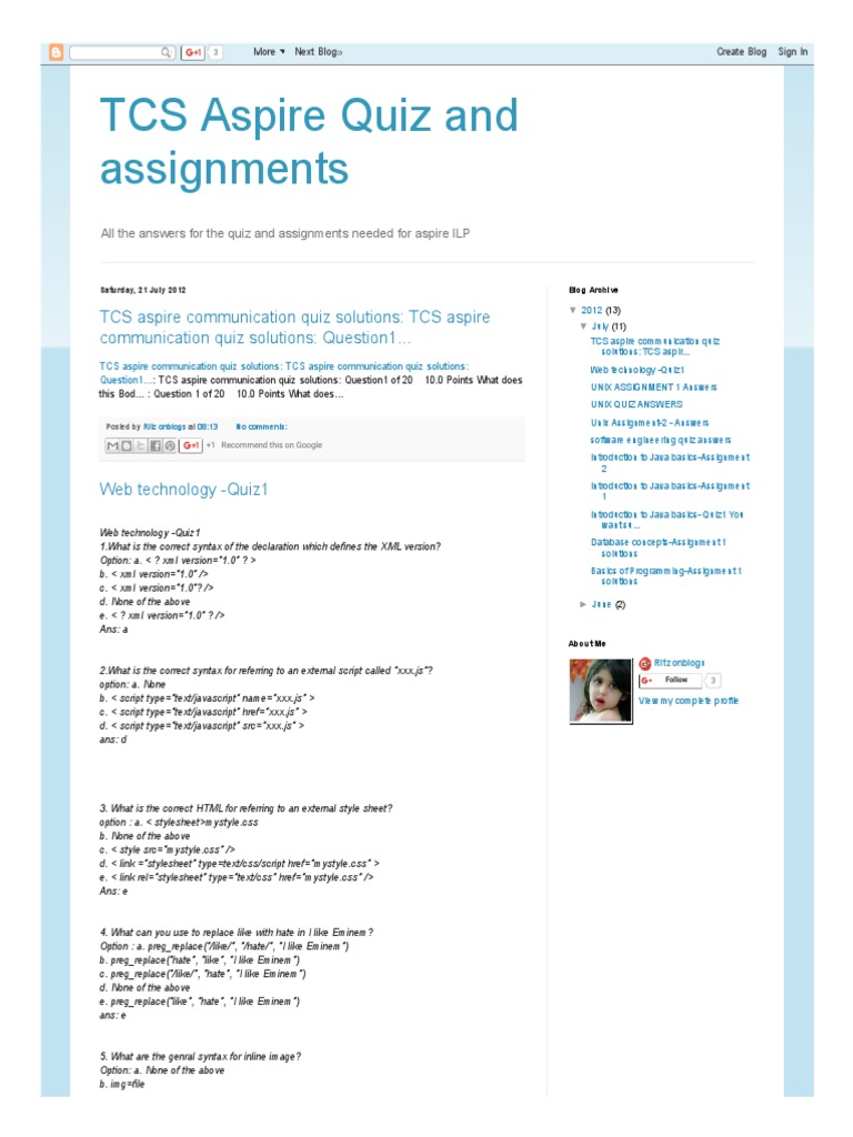 TCS Aspire Quiz and Assignment Answers | PDF | Cascading Style Sheets ...